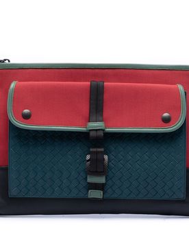 Canvas and Nappa Intrecciato Clutch