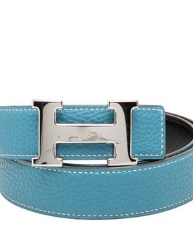 Togo and Box Calf Constance H Reversible Belt