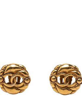 CC Gold Plated Round Clip On Earrings