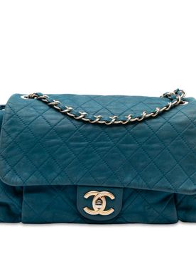 Large Quilted Iridescent Calfskin Chic Quilt Flap