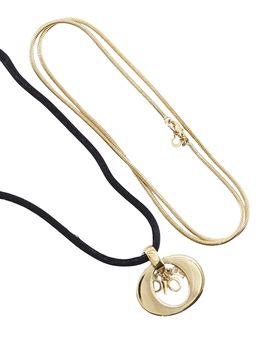 Convertible Gold Plated Logo Oval Pendant Necklace