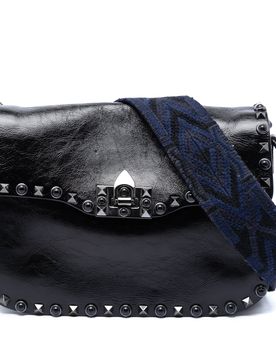 Medium Craquele Calfskin Guitar Strap Rockstud Rolling Flap Crossbody