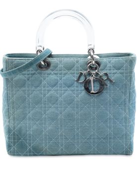 Large Denim Cannage Acrylic Handles Lady