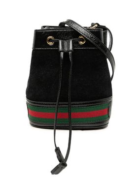 Mini Suede and Patent Web Ophidia Bucket Bag