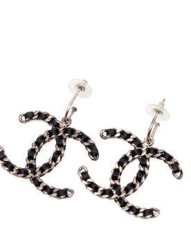 CC Gold Plated Woven Chain Drop Hoop Push Back Earrings