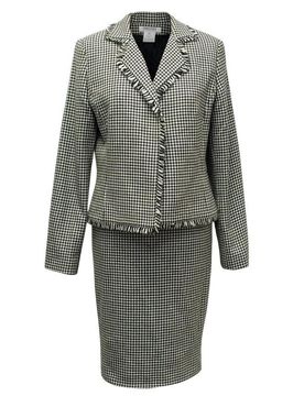 Dogtooth Patterned Skirt Suit