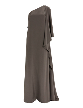 Koltson Draped One-Shoulder Side-Slit Double Silk Gown
