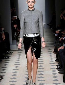 Wool Houndstooth Structured Crop Jacket