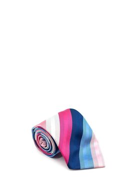 Pink and Blue Diagonal Stripe Silk Tie
