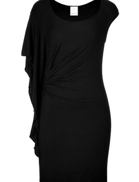 Asymmetric flutter black dress