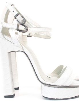 Karina IK White heeled platform sandals