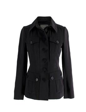 Black Single Breasted Wool Blend Jacket
