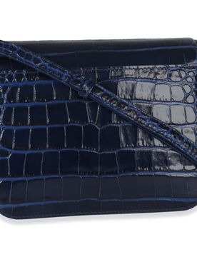 B. Navy Croc Small Shoulder Bag