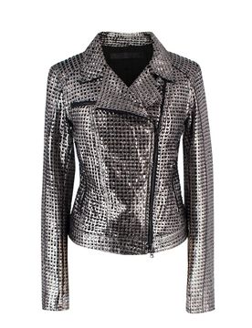 Silver Perforated Biker Jacket