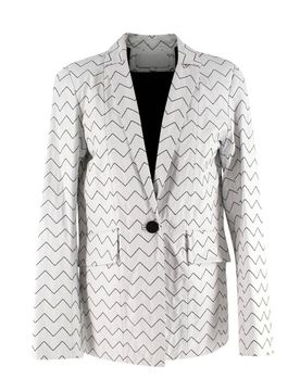 Magda White Leather Zigzag Blazer