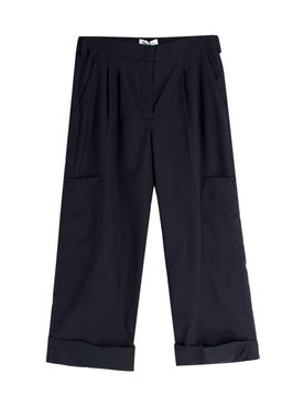 Navy Wool Tapered Cargo Trouser