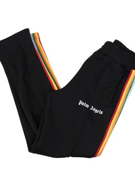Black Rainbow Side Straps Track Pants