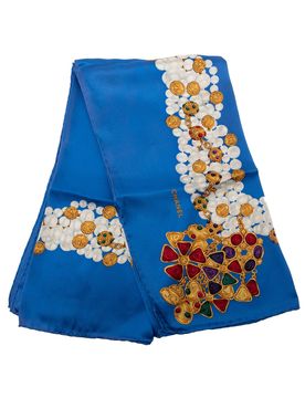 Pearls and Gripoix Printed Silk Scarf 90