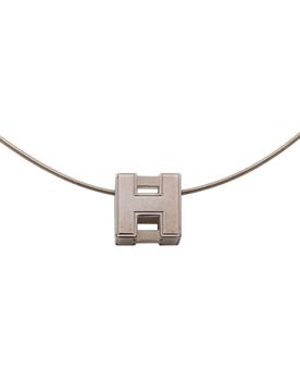 Palladium Plated Enamel Cage dH Cube Necklace