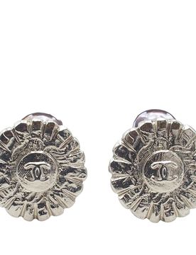 CC Silver Plated Sunflower Clip on Earrings