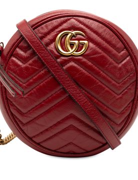 Mini GG Marmont Matelasse Leather Round Crossbody