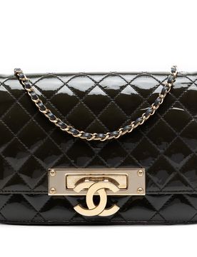 Quilted Patent Golden Class Wallet on Chain