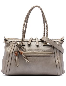 Metallic Pebbled Calfskin Bella Satchel