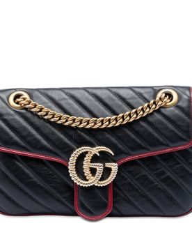 Medium GG Marmont Matelasse Diagonal Leather Torchon Shoulder Bag