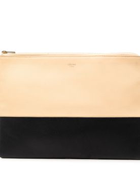 Bicolor Leather Solo Clutch