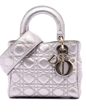 Small Metallic Grained Calfskin Cannage Supple Lady