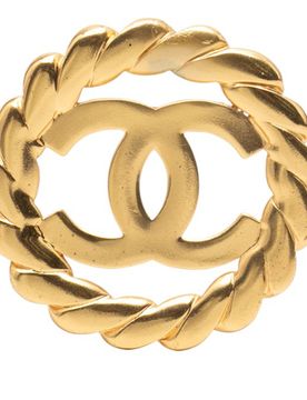 CC Gold Plated Round Brooch