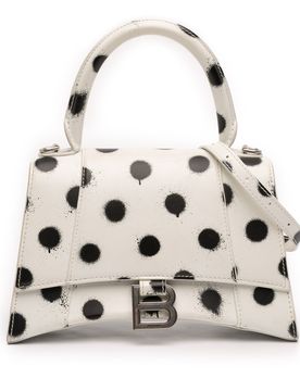 Small Smooth Calfskin Sprayed Polka Dot Hourglass Satchel