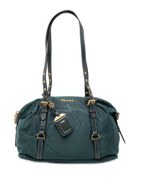 Saffiano Trimmed Tessuto Logo Satchel