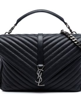 Large Sheepskin Chevron Monogram Monochrome College Bag