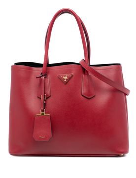 Medium Saffiano Cuir Double Satchel