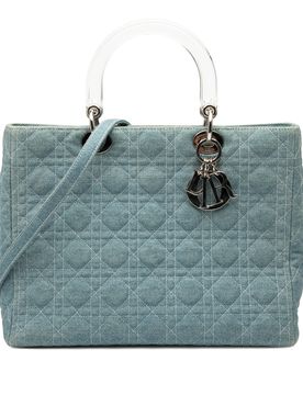 Large Denim Cannage Acrylic Handles Lady