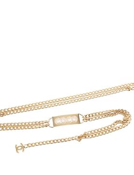 Gold Plated Strass Coco Plaque Double Chain Belt
