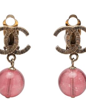 CC Brass Resin Drop Clip On Earrings