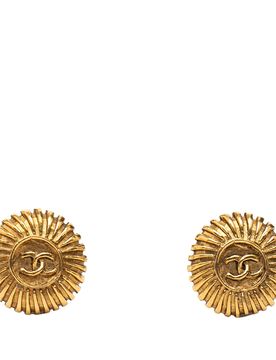 CC Gold Plated Round Clip on Earrings