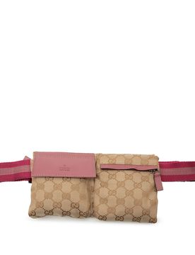 GG Canvas Web Double Pocket Belt Bag