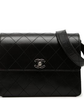 CC Quilted Lambskin Flap Shoulder Bag