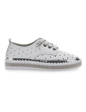 Scarpe Stringate Bianche con Strass Cafè Cost 23011 38