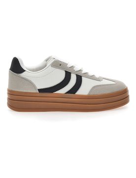 Sneakers Flatform Bianche con Dettagli Nerti Cafè Cost BKTZ3003 37