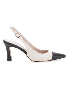 Décolleté Slingback Beige e Nere A Punta Made in Italy 256 36
