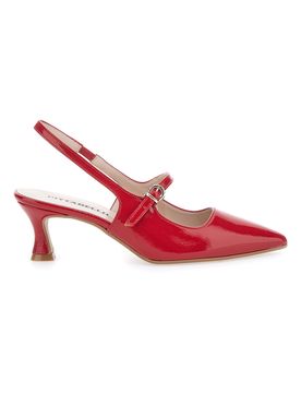 Décolleté Slingback Rosse a Punta Effetto Vernice P507 37