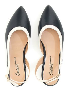 Ballerine Nere e Beige Con Cinturino Slingback 6011 39
