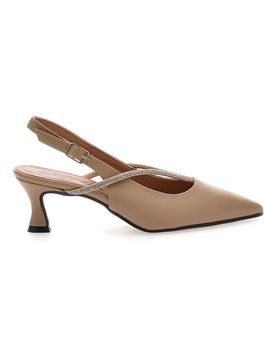 Décolleté beige a punta con cinturino gioiello 150 38