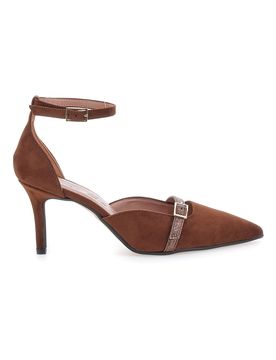 Décolleté marroni con cinturino e tacco a spillo P8049 36