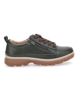 Scarpe basse verde scuro con zip laterale e suola carrarmato 9 36