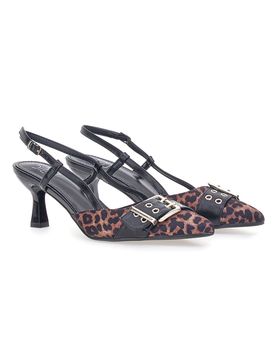 Décolleté Animalier e Nero slingback tacco medio APY22 36